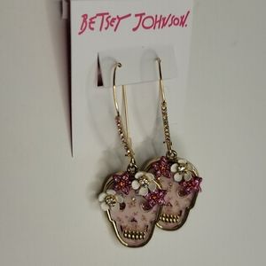 COPY - Nwt Betsey Johnson Floral Skull Dangle Earrings